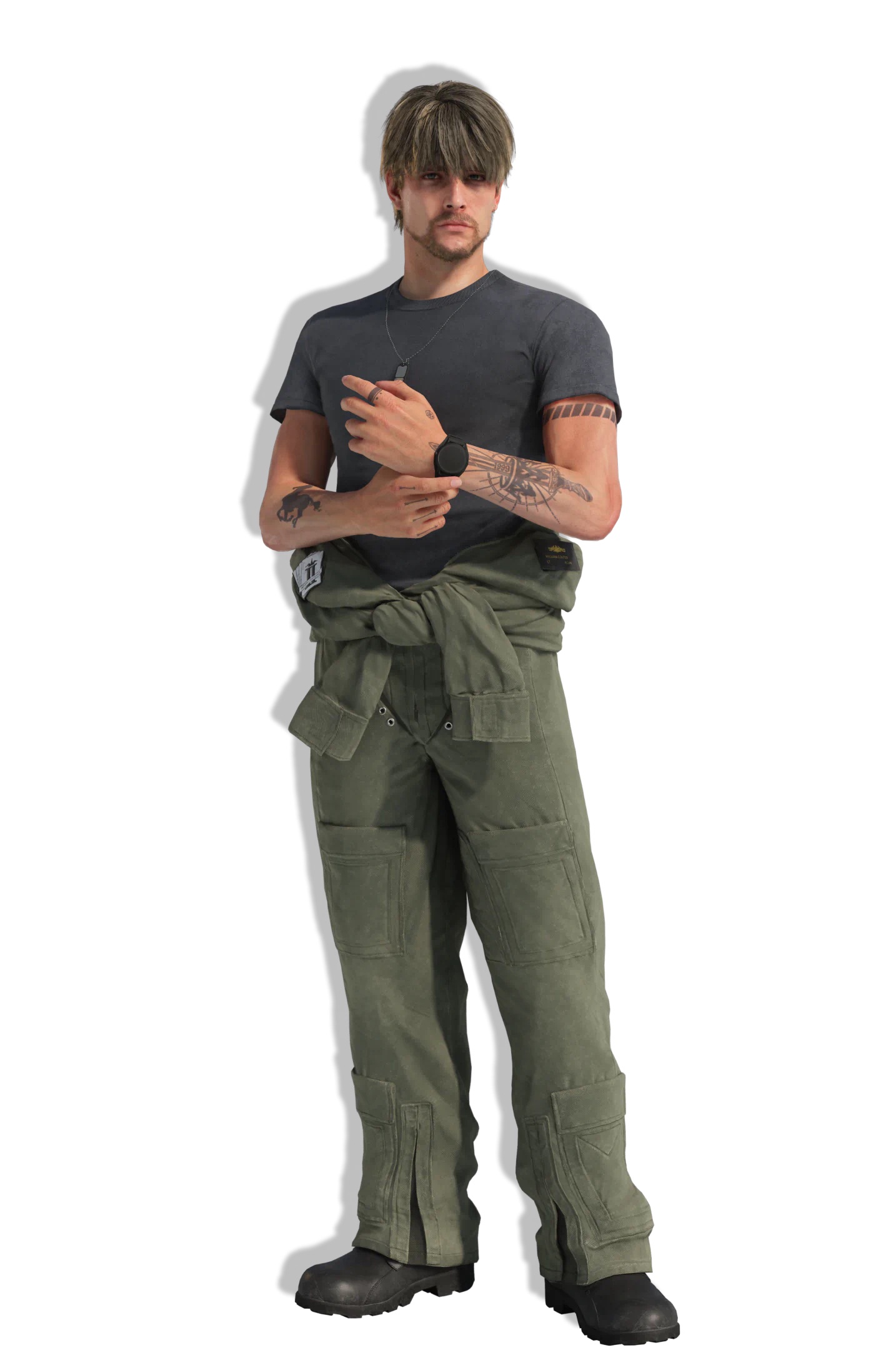 William Coster standing in a green flight suit