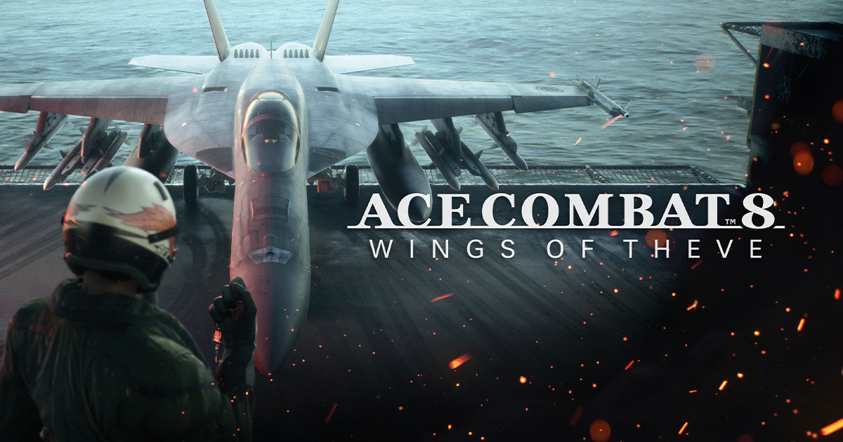 Ace Combat 8 carrier deck key art with lined-up aircraft